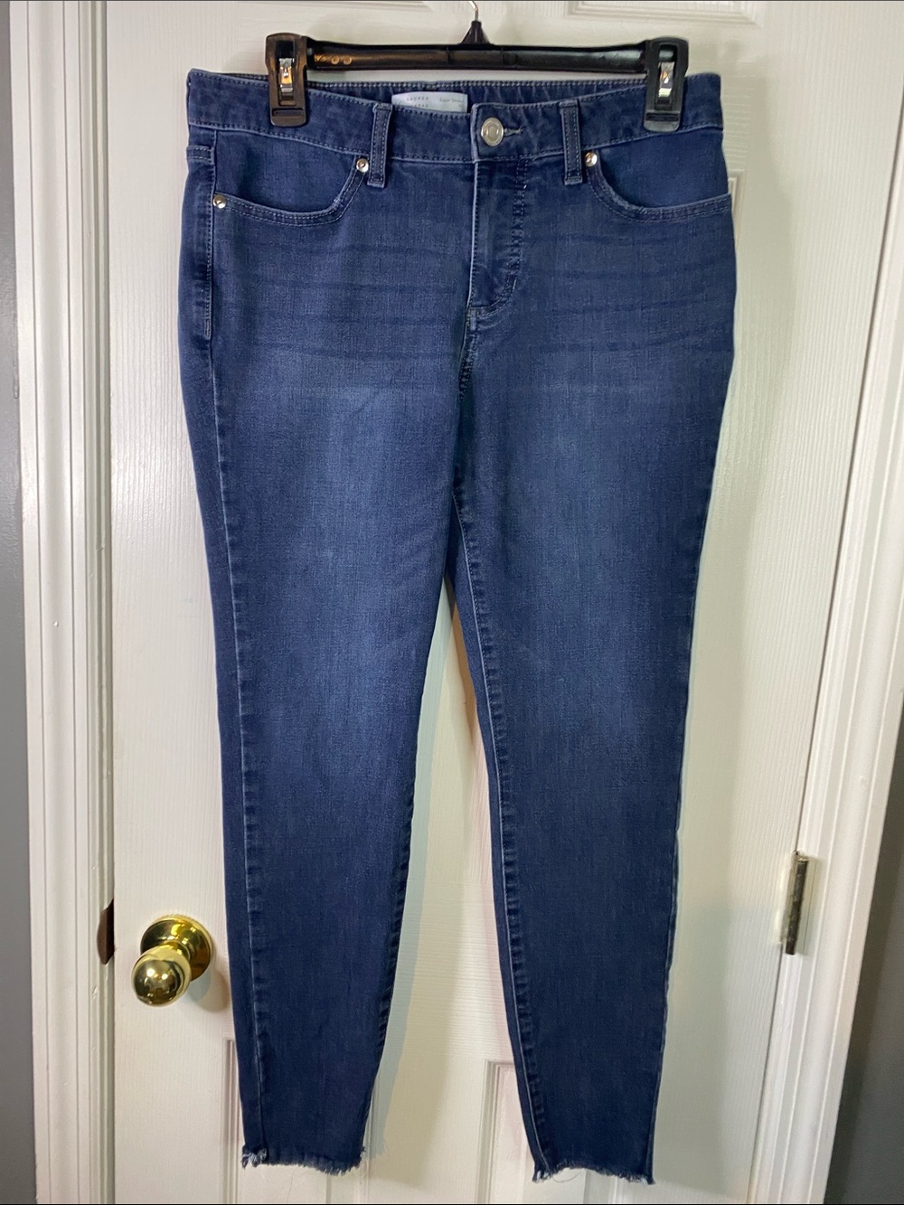 LC Lauren Conrad Indigo Skinny Size 10 Raw Hem.